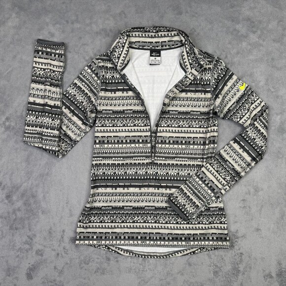 Nike Pro HyperWarm Fleece Womens M Gray Aztec Geometric Dri-Fit 1/4 Zip Running - Picture 3 of 14